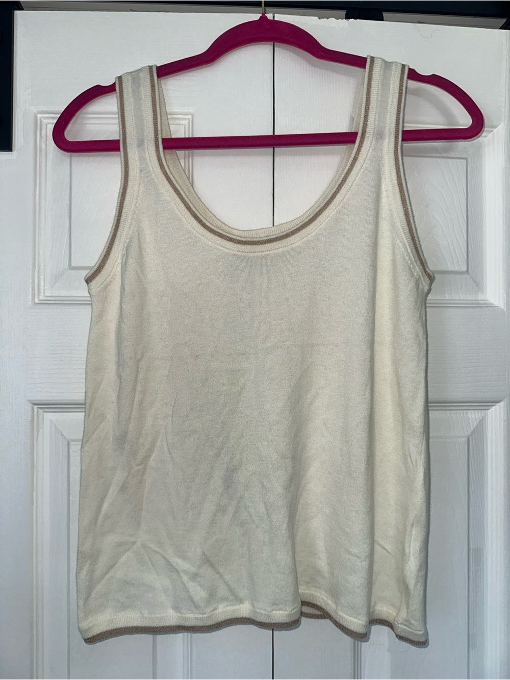 NEW Distressed NYC Vera Double Scoop Knit Tank – Chalk – XS-XL
